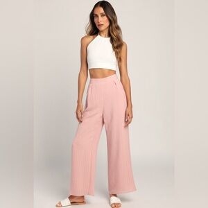 Breezy Bliss Dusty Rose Wide-Leg High Waist Pants